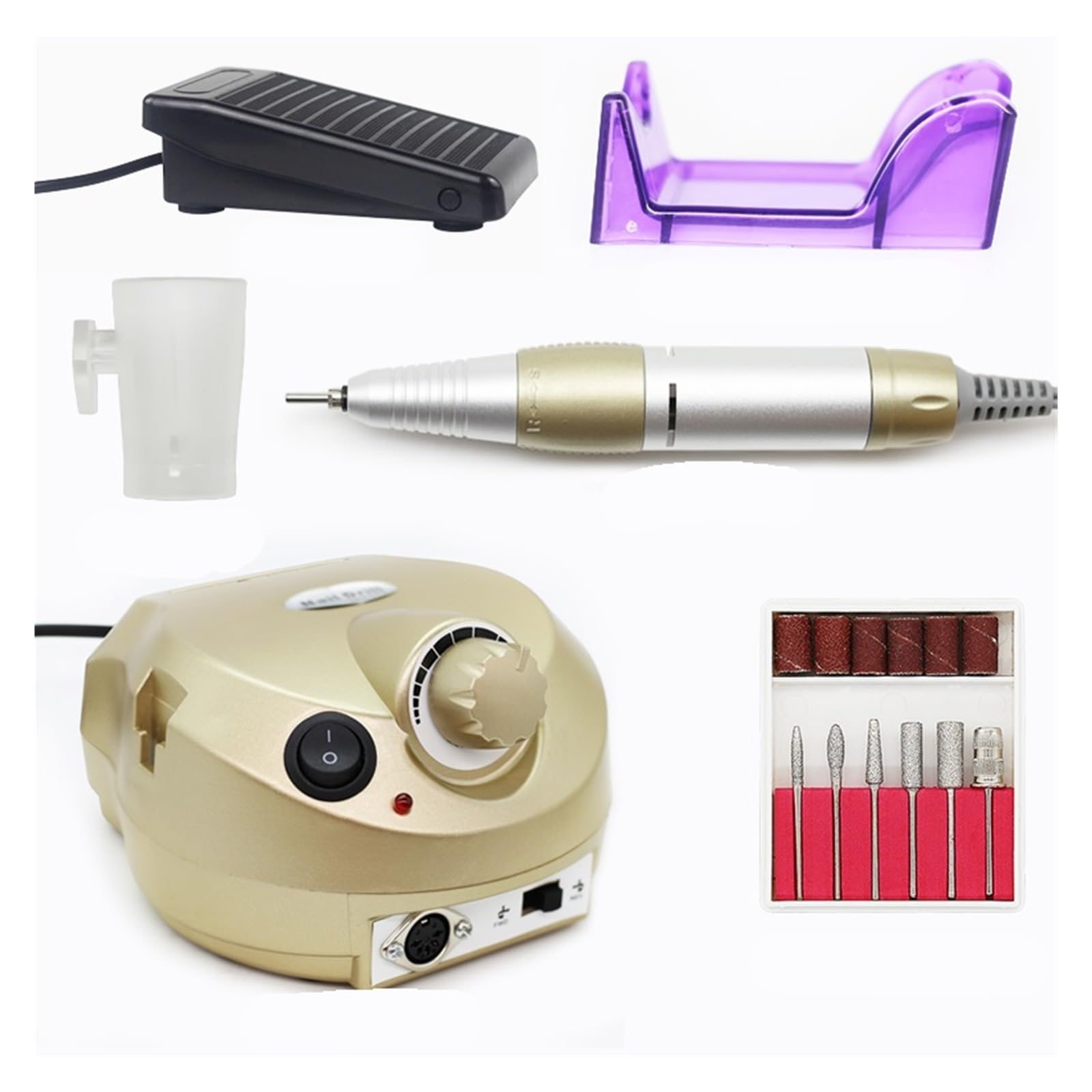Fresa Elettrica per Unghie Efficiente da 15 W, 35000 Giri/Min, Strumento Professionale per Manicure con Fresa E Tagliaunghie.，Gold