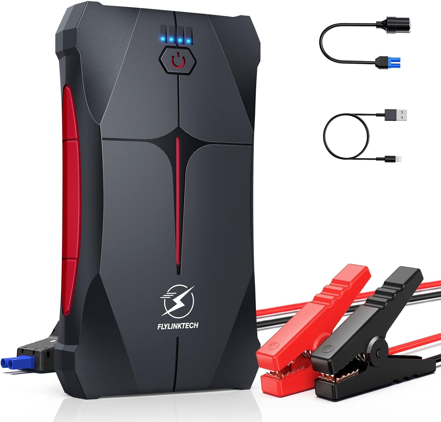 FLYLINKTECH Arrancador de Coches, 4000A 13200mAh Arrancador de Baterias de Coche (hasta 9.0L Gas o 8.5L Diesel), 3 Modos Linterna LED, Puerto USB