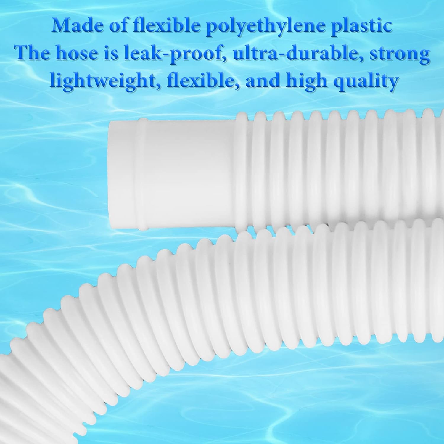 Above Ground Pool Flex Connection Hose Filter or Suction White 1-1/4 Inch x 3 Foot