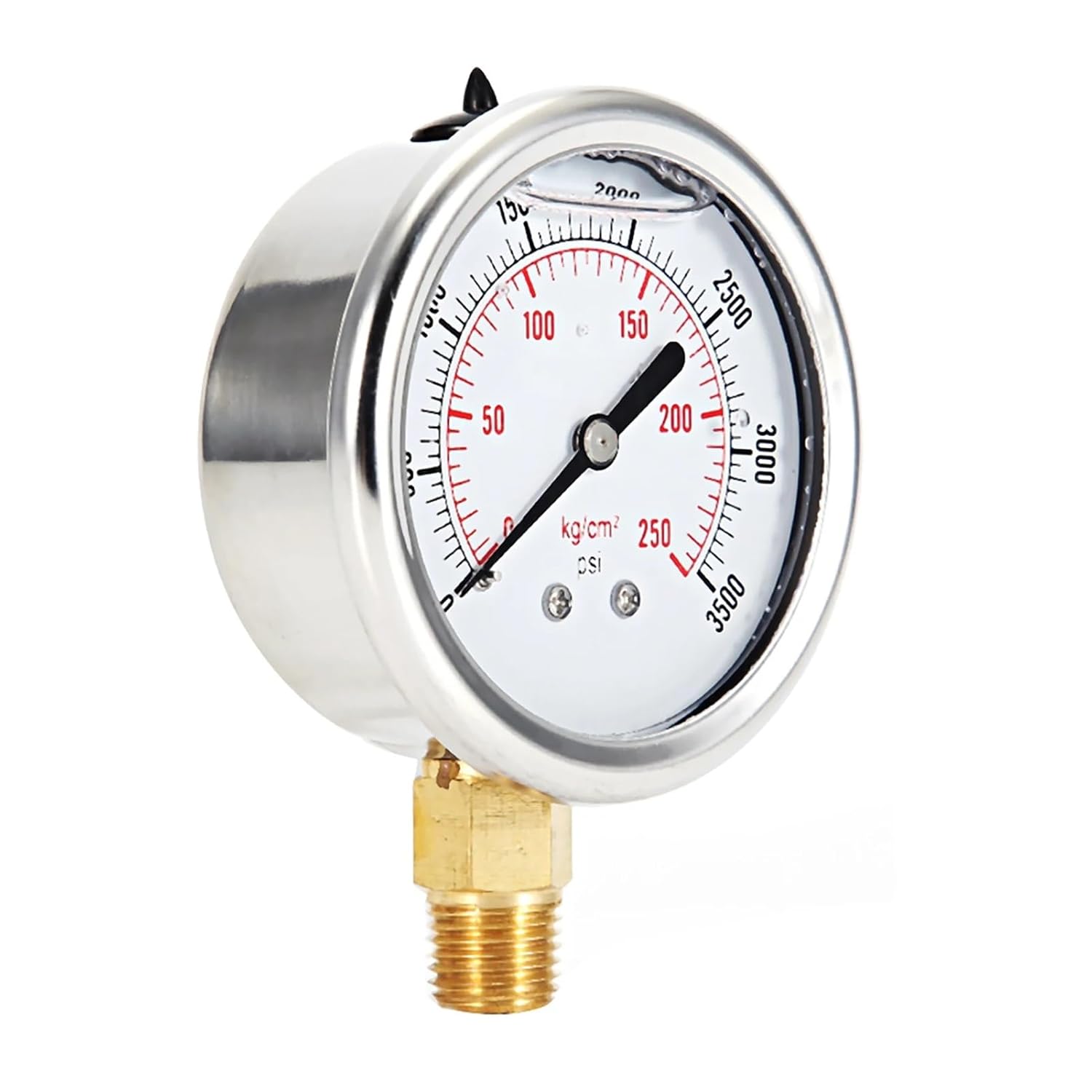 Seismic Pressure Gauge Head Fuel Pressure Gauge 0-5000PSI, Stainless Steel Hydraulic Liquid Filled 0-3500