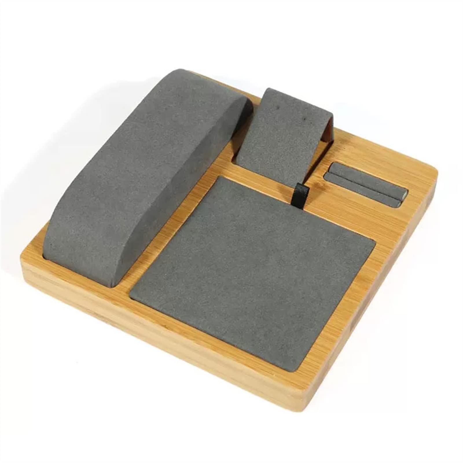 J9V4G6S3B5 Jewellery Storage Velvet Wooden Jewelry Display Tray Showcase Organizer Rings Earrings Necklaces Bracelet Watch Stand for Selling
