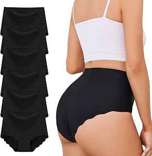TDONE Underwear Women's Seamless Briefs Women's Waist Briefs Comfortable Seamless Women Underwear Medium to High Waist Made of Ice Silk Breathable Cool Sexy Pack of 6