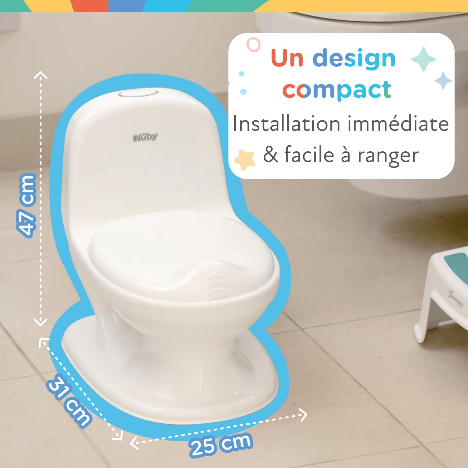 Nuby - My Real Potty - Pot bébé Pour Apprentissage de la Propreté - Pot Enfant Avec Bruit de Chasse et Piles Incluses - Toilettes Enfant +18 Mois - WC Bébé Réaliste Pour Pratiquer - Blanc