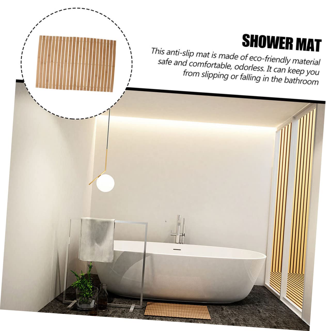 Healifty Tapis en Bambou Antidérapant 40x60 Cm Bambou Naturel Résistant pour Salle de Bain Chambre Hall D’entrée Coussin de Sol Décoratif