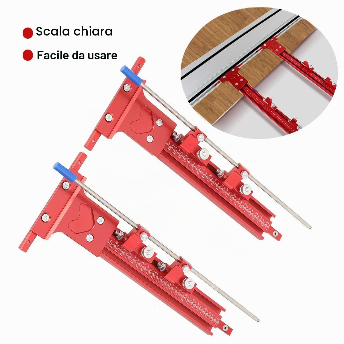 Guida Parallela in Lega di Alluminio con Scala Laser, Sistema Guida per Sega Circolare Modulabile con Blocco Regolabile per Tagli Precisi del Legno