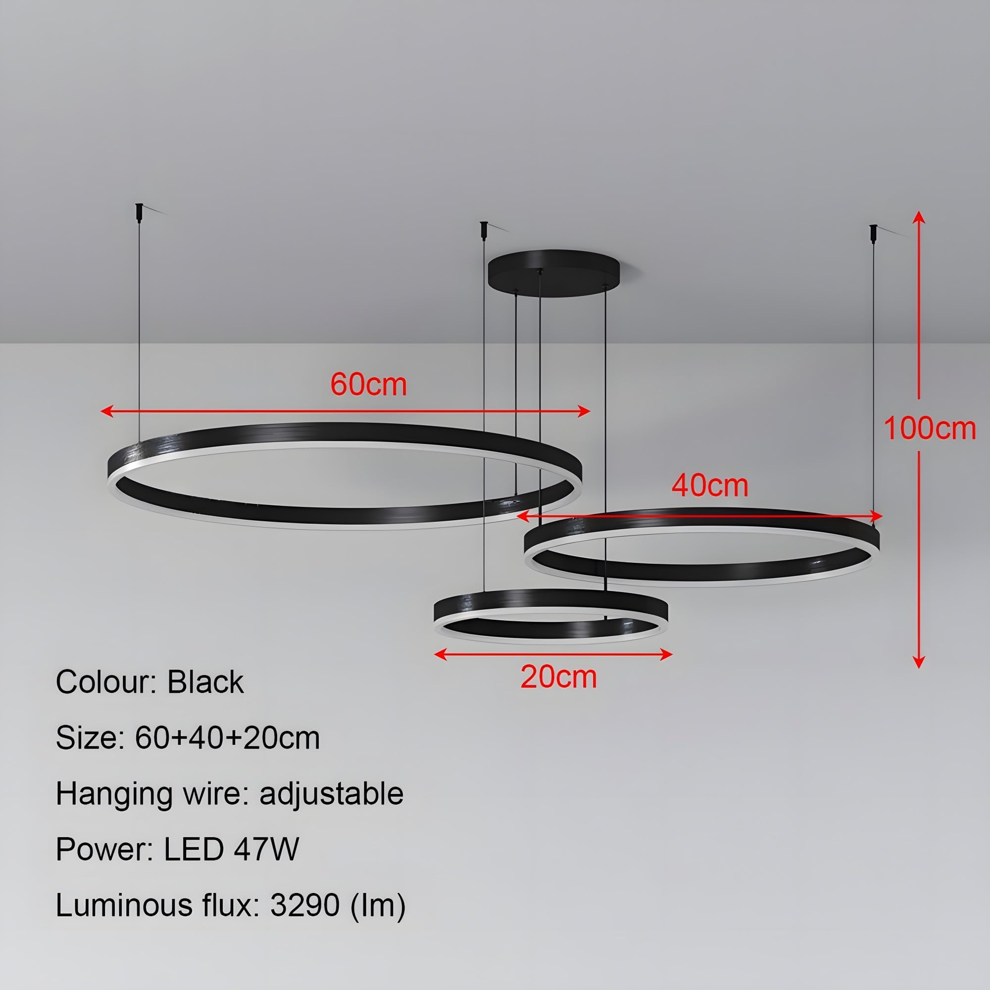LED Pendelleuchte Dimmbar, Wohnzimmerlamp, Moderne Ring-Hängeleuchte 3000K-6000K, Pendellampe LED Leuchtring Wohnzimmer Esszimmer Hängelampe, Aluminium Kronleuchter Mit Fernbedienung (Color : N