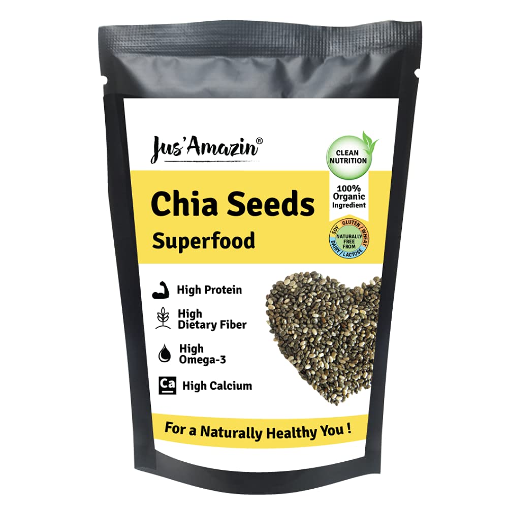 Jus Amazin Organic Chia Seeds (100g)| High Fiber, Diet Food| Boosts Immunity | High Protein & Calcium |Chia Seeds for Weight Loss| Good for Heart Health, Omega-3 | Raw Chia Seeds 100g (B09GW1PVNZ) Amazon Price History, Amazon Price Tracker