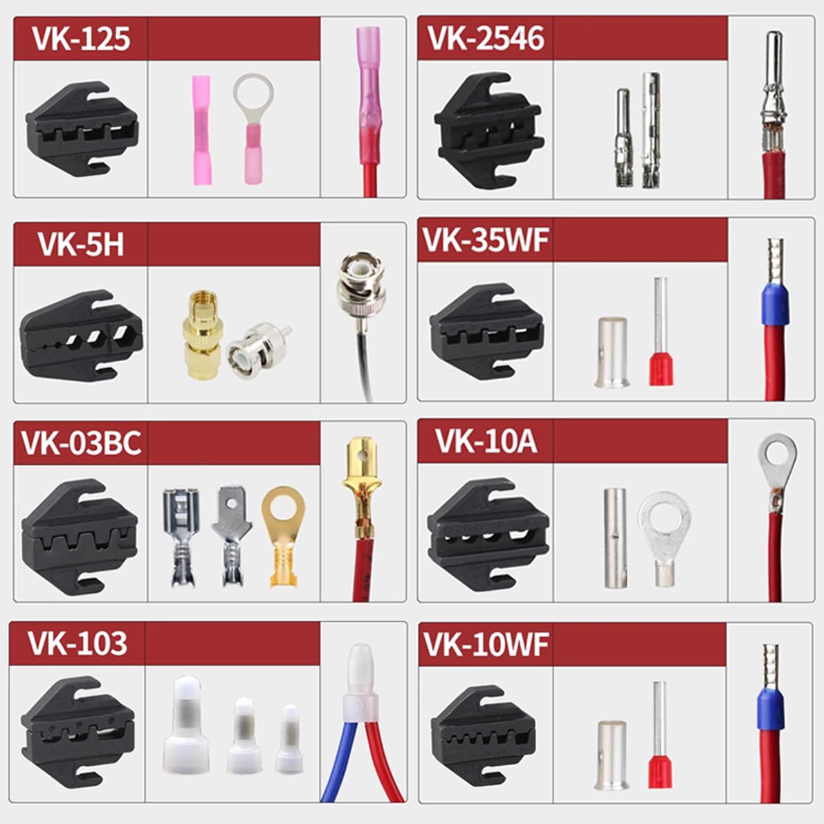 Amacoam® Crimpadora para Conectores Aislado, 8 Piezas Pinza Crimpatrice Capicorda Preciva Alicates Electricista de Presión para Terminales Eléctricos - Grimpadora Cables Electricos 0,5-35 mm²