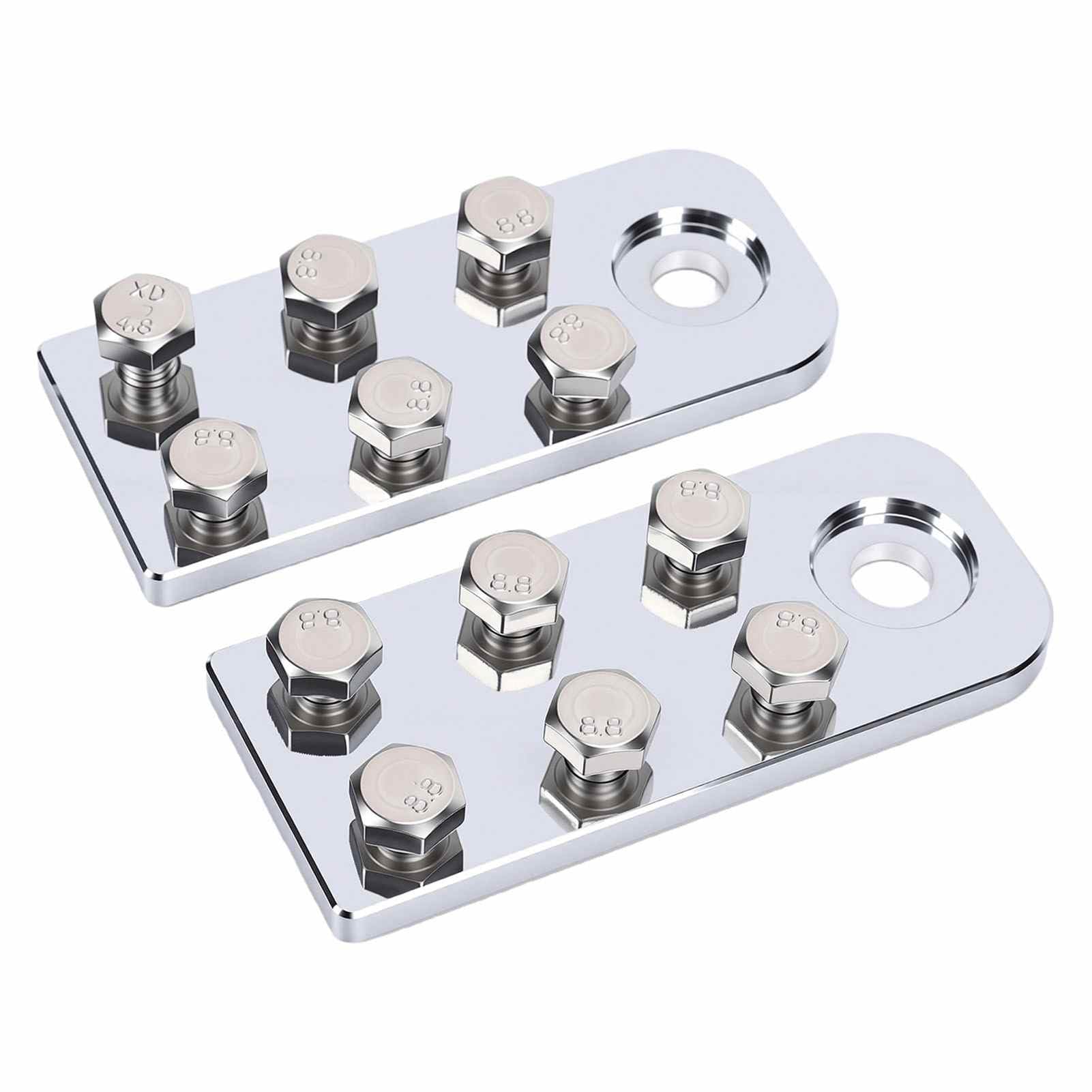 Lot de 2 Bornes de Batterie Plates à 6 Points, Borniers en Alliage d'aluminium pour Plusieurs Connexions de Câbles, Connecteurs de Batterie avec Goujons Filetés, Idéal pour l'automobile,