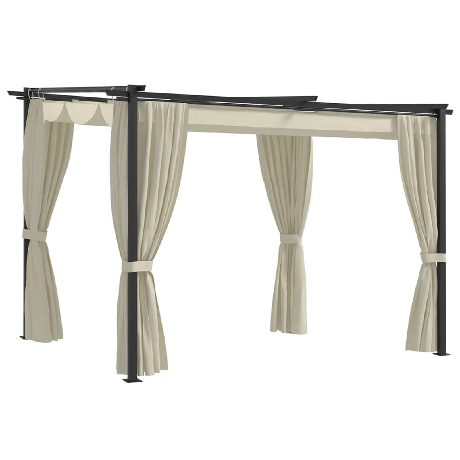 ZEYUAN Pavillon mit Vorhängen, Gartenpavillon, Pop-Up Partyzelt, Festzelt, Pavillon, Garden Decoration, Canopy Tent, Lagerzelt, 3 x 3 m Creme Stahl