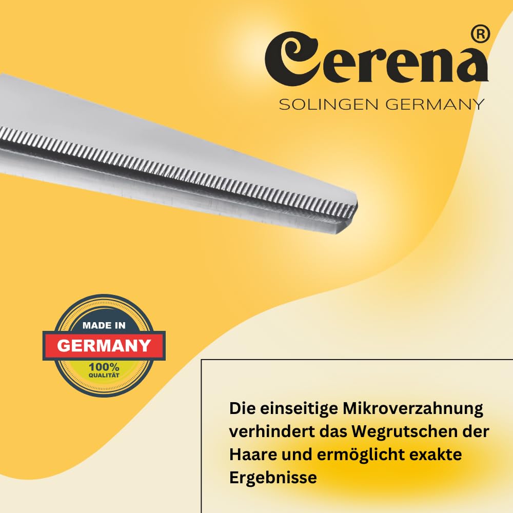 Cerena Bartschere Moustache 4,5" (11,5 cm) – Professionelle Bartpflege für Herren – Nasenhaarschere, Friseurschere aus Edelstahl – Made in Germany