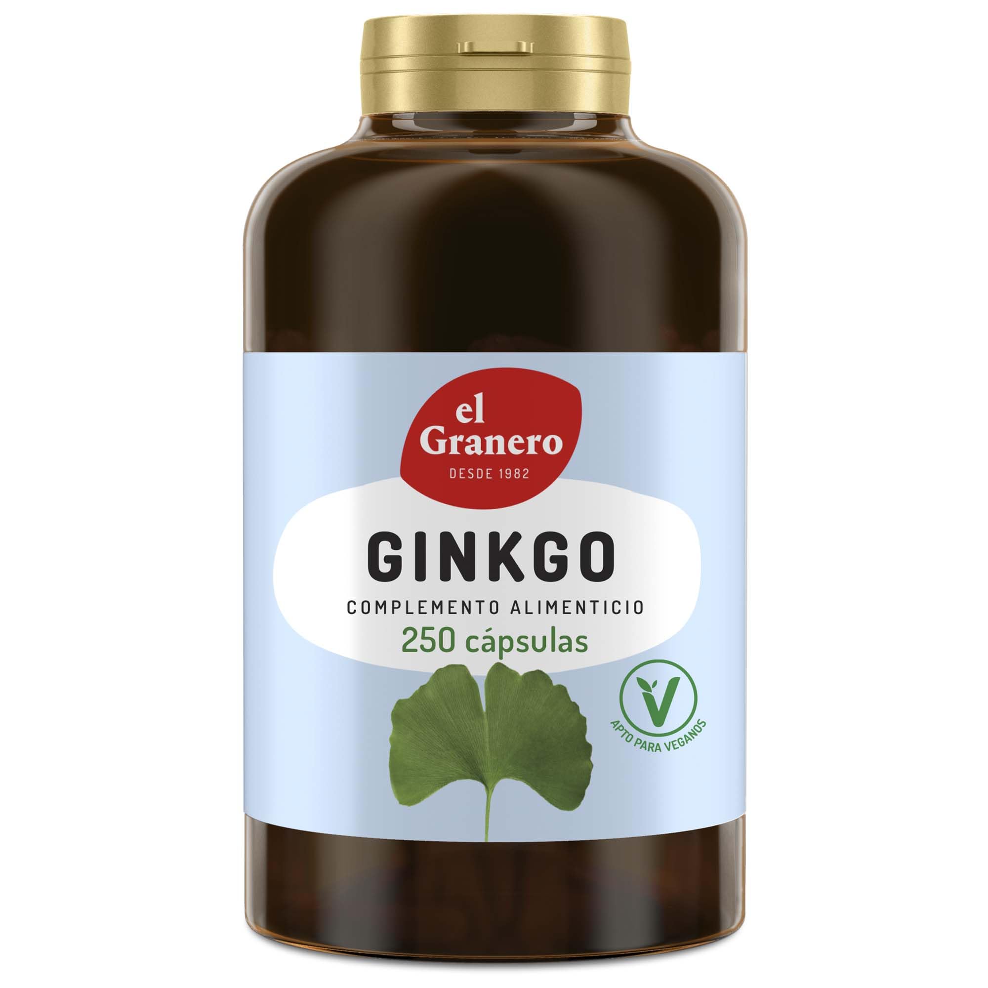 El Granero Integral - Ginkgo Biloba - 250 Cápsulas - Elaborado a Base de Polvo y Extracto de Hojas de Ginkgo Biloba - Ayuda a la Correcta Circulación de la Sangre