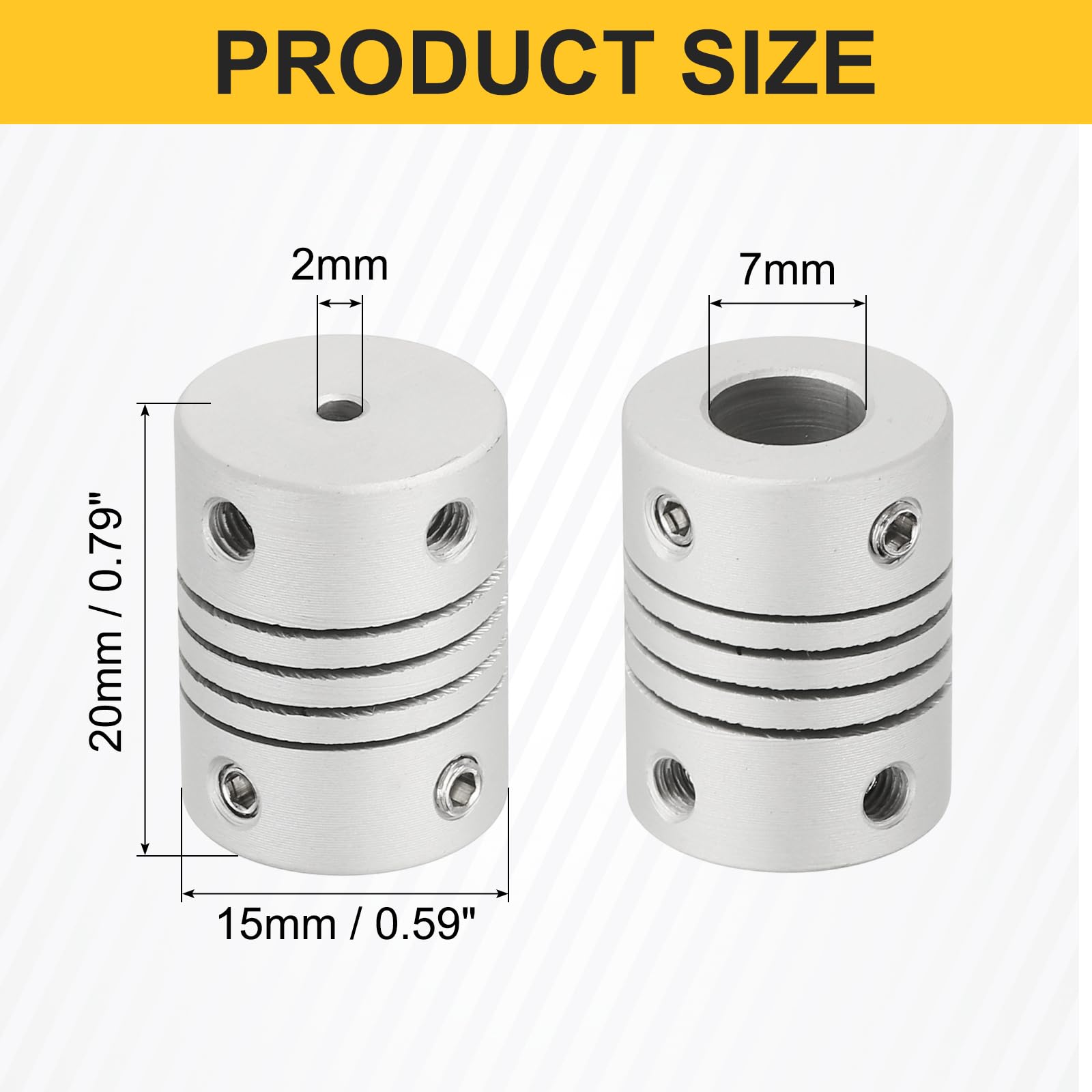 QUARKZMAN 4 Piezas De Acoplamientos Flexibles De 2mm A 7mm Conector De Junta De Aleación De Aluminio Acoplamientos De Eje Flexible Para 3D Máquina CNC Motor Guía DIY Encoder D15 X L20mm