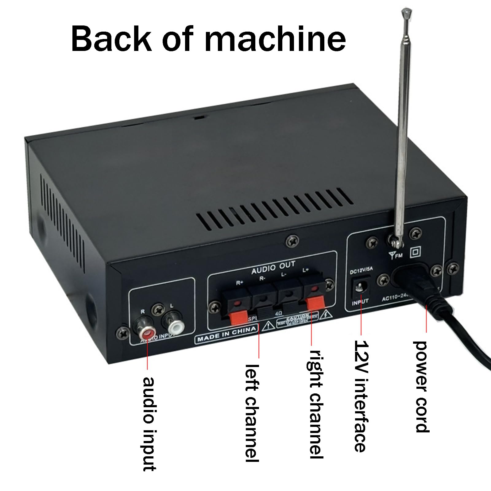 Scheda Amplificatore Digitale, Scheda Audio Amplificatore di Potenza, Manopola Volume/Controllo Alti-Bassi, Ingressi Audio Multipli, con Bluetooth, per Auto/Marina,A
