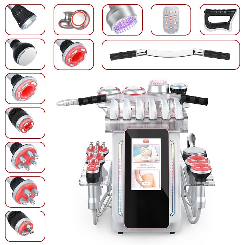 Elitzia 13-in-1 Professionelle Körperformungsmaschine, 80K Kavitation RF Vakuum Lipo Laser & EMS Multifunktionale Schönheit Gerät