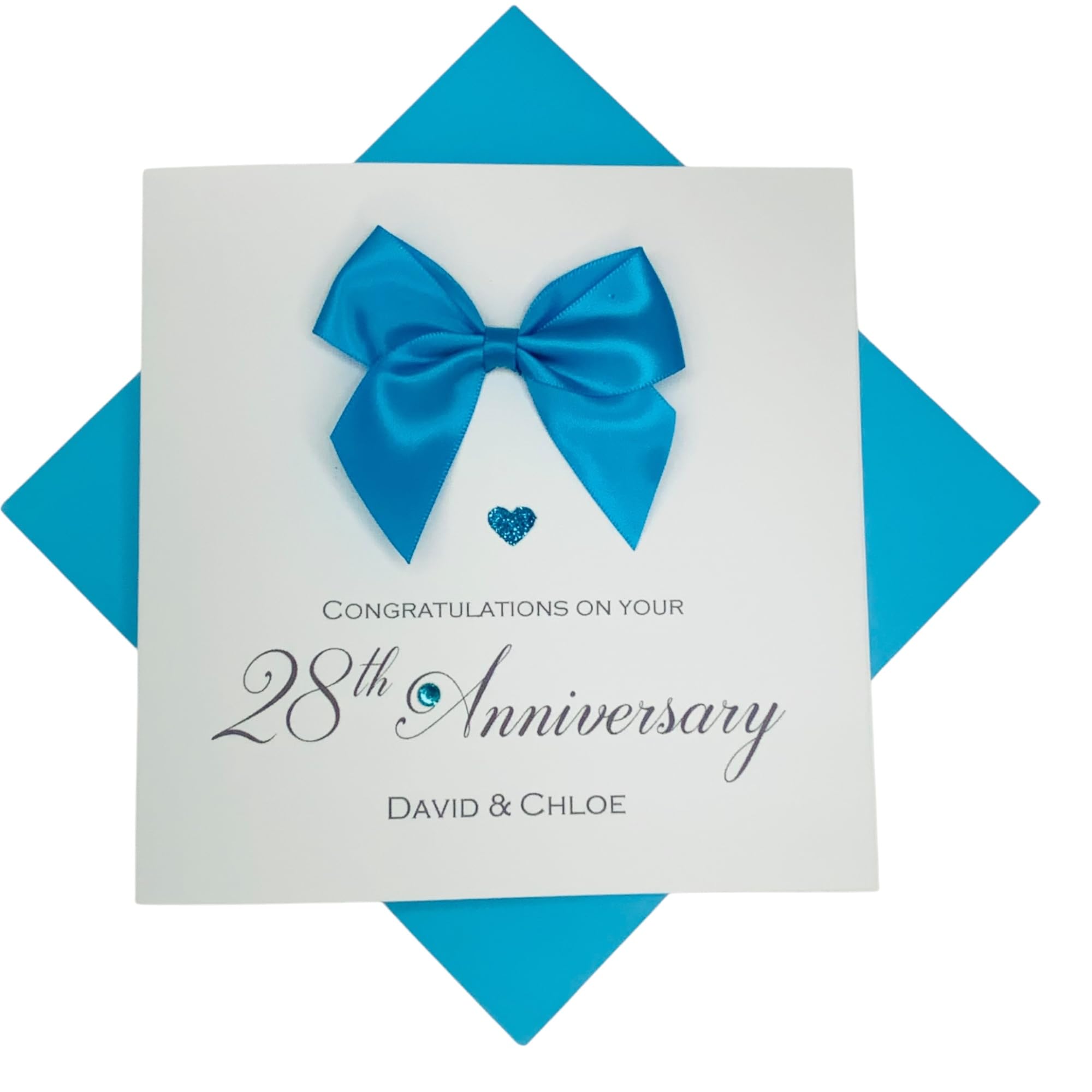 28th Wedding Anniversary Card, Orchid 28 Year Twenty Eighth Anniversary Greeting Card, Personalised Gift for Wife Husband