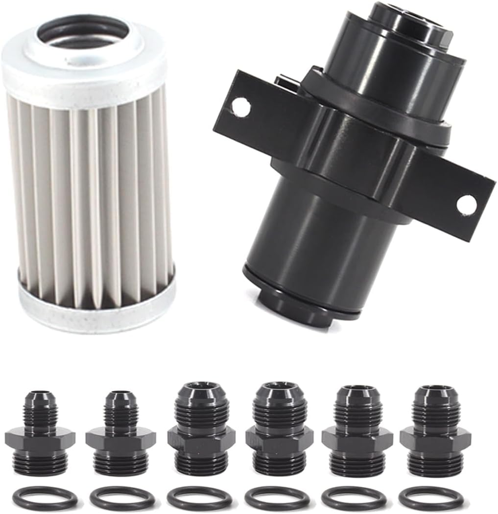 10 MICRON Inline Fuel Filter with 6AN 8AN 10AN Adapter&Bracket Clamp 50MM Universal Mount Bracket