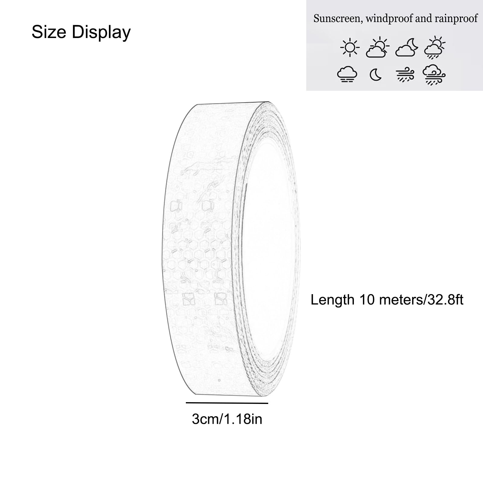 Cinta Reflectante, 3 Rollos de 3 cm × 10 m, Tiras Adhesivas reflectoras de Seguridad for Exteriores, Cinta Fluorescente Adhesiva Impermeable de Advertencia de Seguridad.