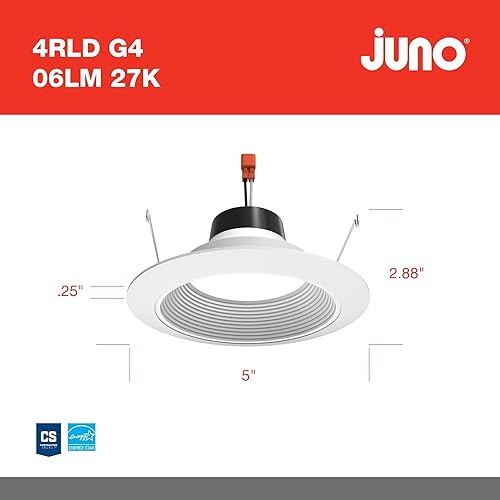 Miniatura 3 de Juno Iluminación LED empotrable de 4 pulgadas, luz LED descendente de la serie G4, lámpara de techo para cocina o ducha, 600 lúmenes, 2700 K blanco