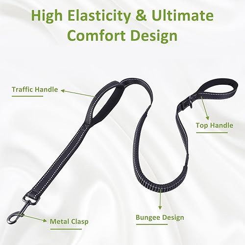 Miniatura 6 de ECO-CLEAN 300 bolsas para excrementos de perro con asas fáciles de atar, correa elástica de entrenamiento de perro de 6 pies para perros medianos y