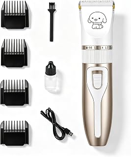 Dog Clippers for Grooming, Dog Grooming Kit for Heavy Thick Hair & Coats, Low Noise Rechargeable Cordless Electric Dog Hair Clipper with 4 Limit Comb for Small & Large Dogs Cats - Champagne