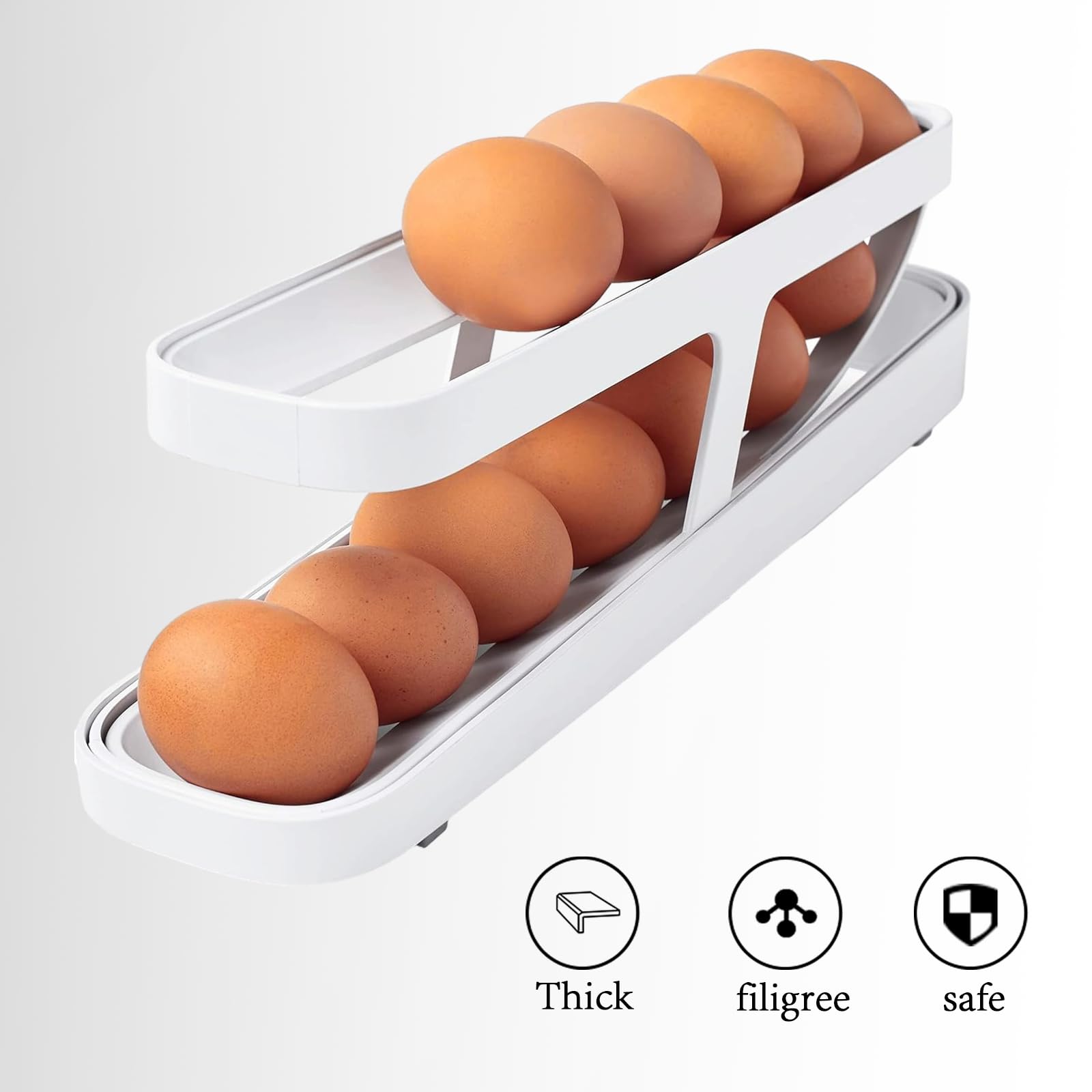 2 Pièces Rangement Oeuf Frigo, Distributeur Oeuf à 2 Niveaux 2 Pièces Rangement Oeuf Frigo, Distributeur Oeuf à 2 Niveaux