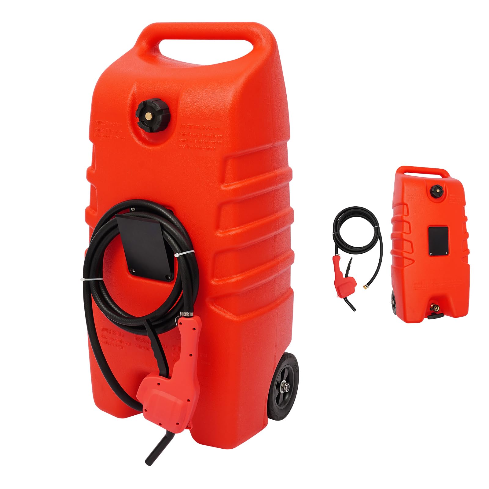 Carro de combustible de 53 l, depósito de combustible móvil, tipo rollo, depósito de combustible con manguera y pistola de combustible, depósito de gasolina, para coches, cortacésped, motores
