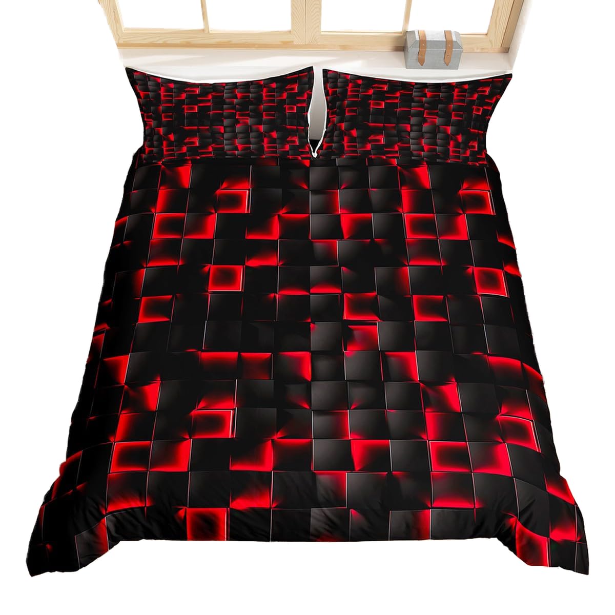 Housse de couette gaming rouge et noir pour décorer la chambre d'un ado
