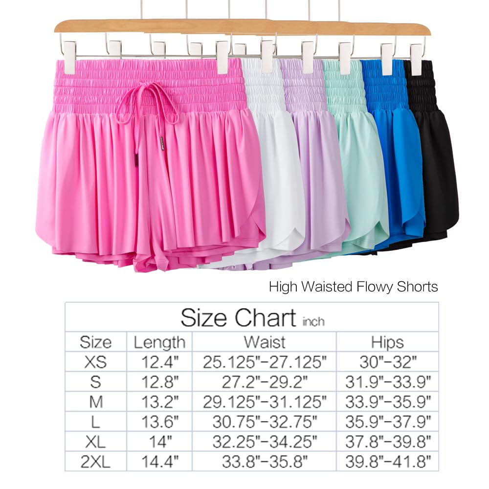 Zwiewne sportowe szorty dla kobiet siłownia joga trening bieganie rowerzysta spandex motyl tenis spódnice urocze ubrania lato, Gorący róż, L