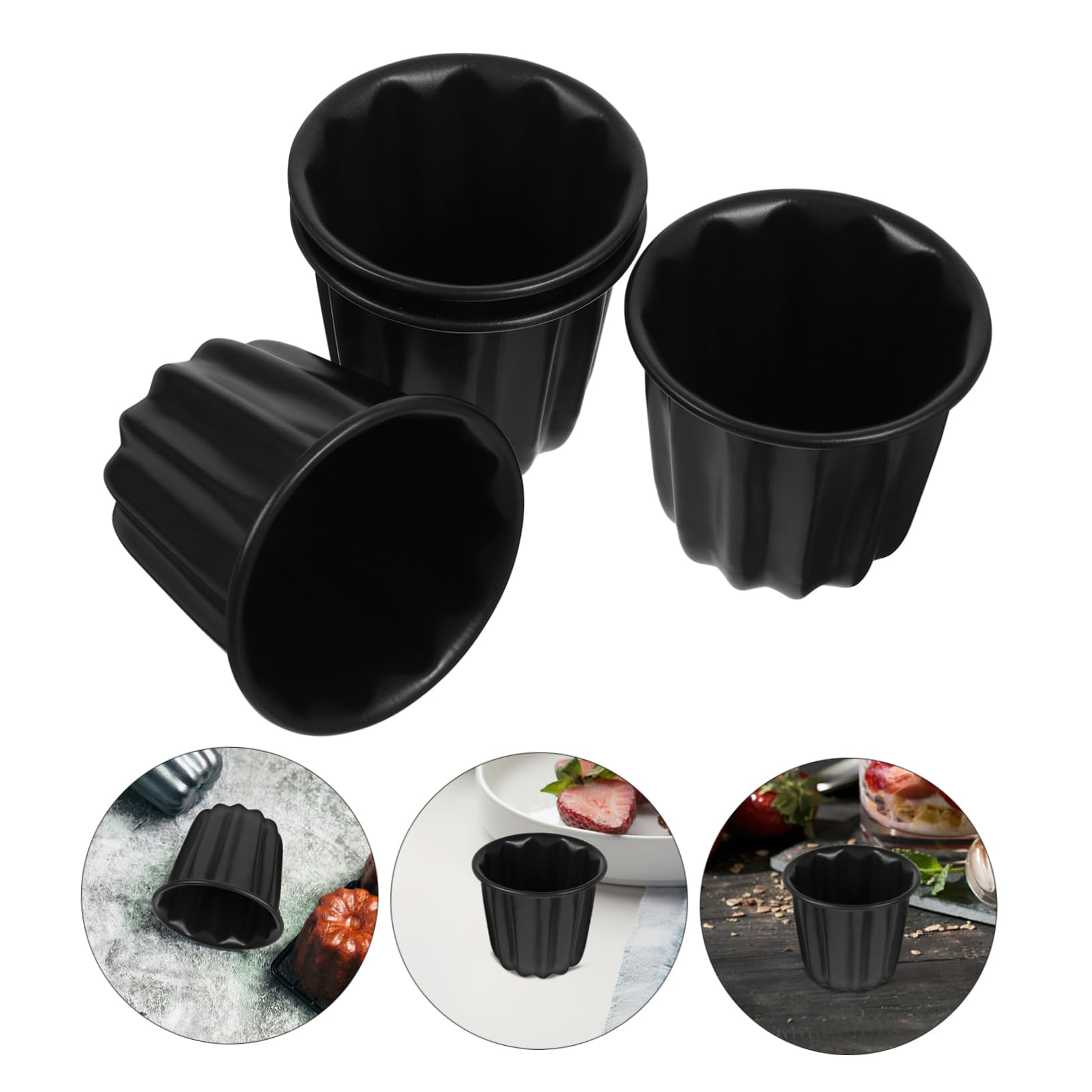 Cabilock 4 Piezas Molde para Hornear De Encaje Moldes Tazas para Hornear Pasteles Taza para Hornear Muffins Tazas De Metal para Hornear Cacerola Canele Galleta Acero Carbono Pastelería