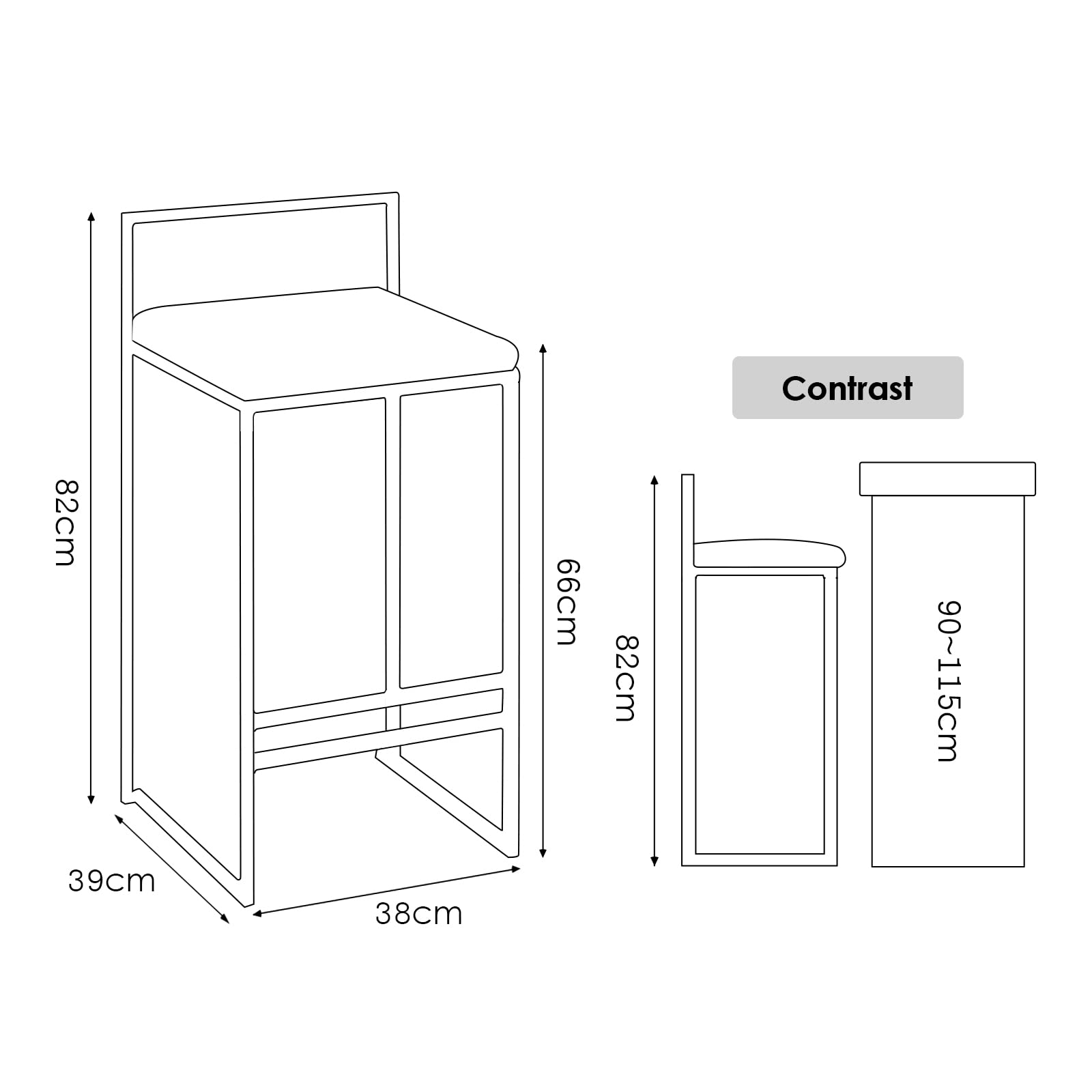 Taburetes de Barra Taburetes de Barra de Desayuno de Cocina, un par de taburetes, Asiento tapizado de Tela de Terciopelo para Barra de Desayuno, mostrador, Cocina y hogar 65 cm