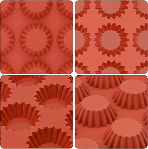 Miniatura 4 de JOERSH 2 moldes de caramelo de chocolate de 12 tazas, molde grande para taza de mantequilla de maní, mini sartén de silicona para chocolate,