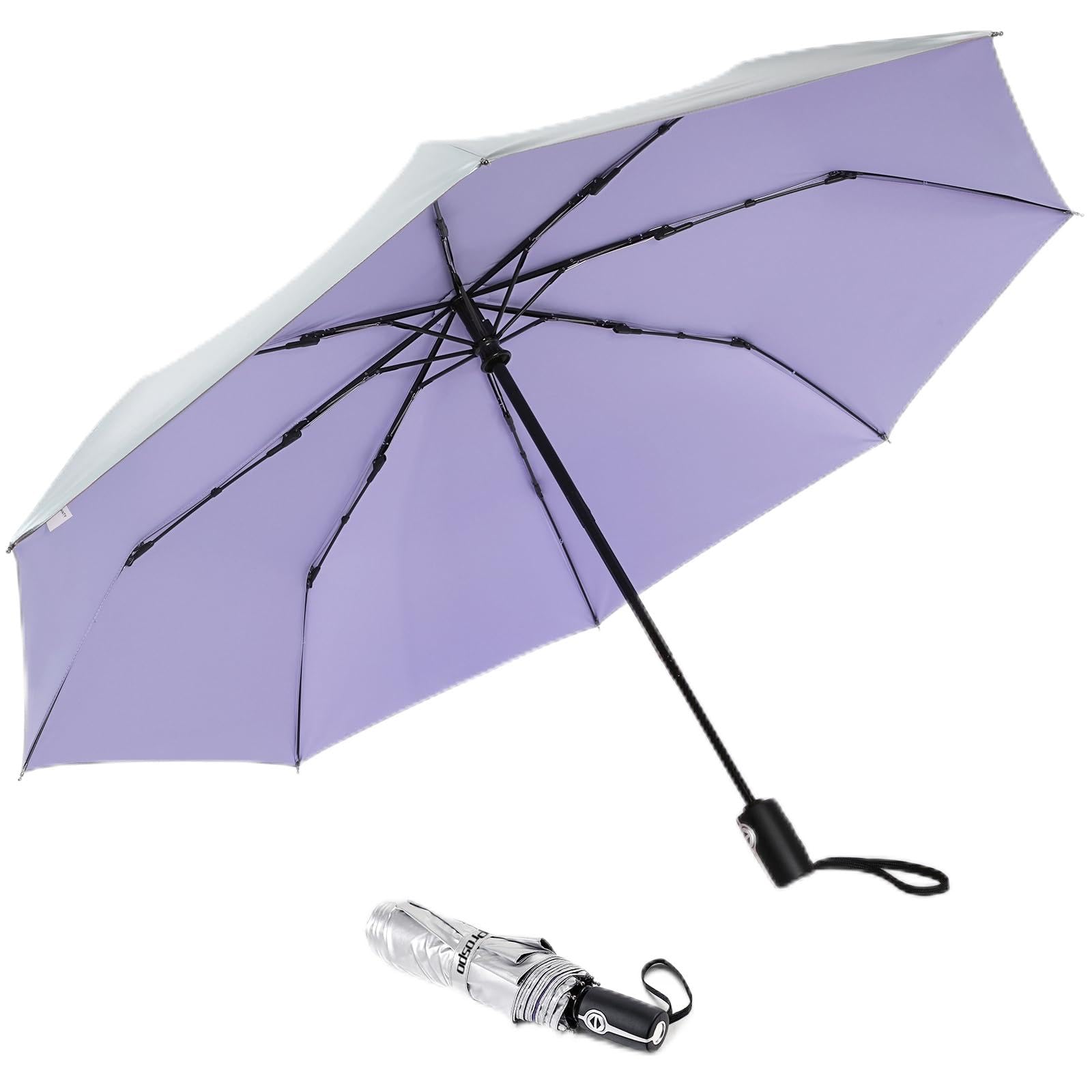 Prospo UPF 50+ UV Protection Umbrella for Sun & Rain, Large Compact Travel Umbrella Windproof, 46 Inch Auto Open Close Sun Blocking for Women Men