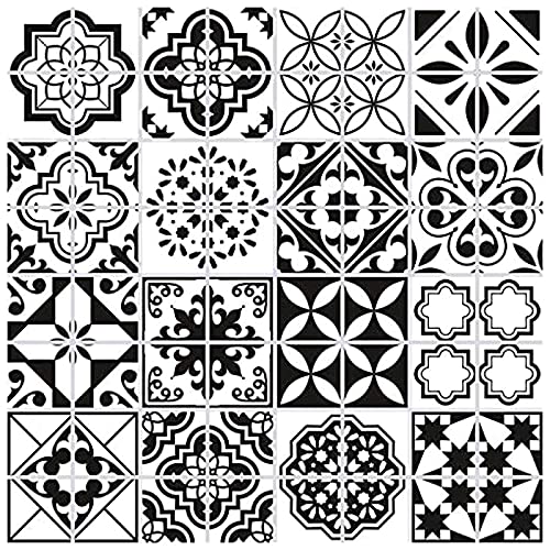 Mural Stickers Autocollants de Carreaux, 64 Feuilles Imperméables Carreau de Ciment Adhesif Mural Sticker Autocollant de Carrelage pour Cuisine, Salle de Bain Maison (10X10CM, 64Pcs)