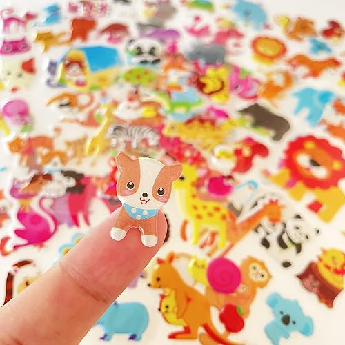 Miniatura 4 de Calcomanías hinchadas 3D para niños, 8 hojas diferentes, incluyendo calcomanías de animales para niños y niñas Animales,Dinosaurio