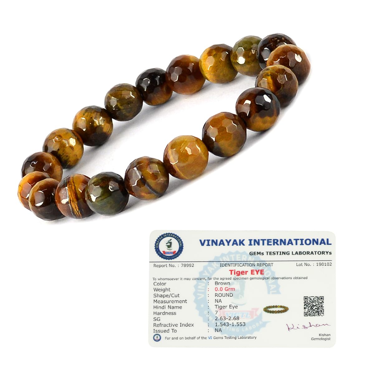 Crystu Natural Certified Tiger Eye Bracelet, Tiger Eye Bracelet Original, Tiger Eye 10 mm Diamond Cut Bracelet, Tiger Eye Bracelet for Courage, Protector and Will Power (B09BV5CSZ1) Amazon Price History, Amazon Price Tracker
