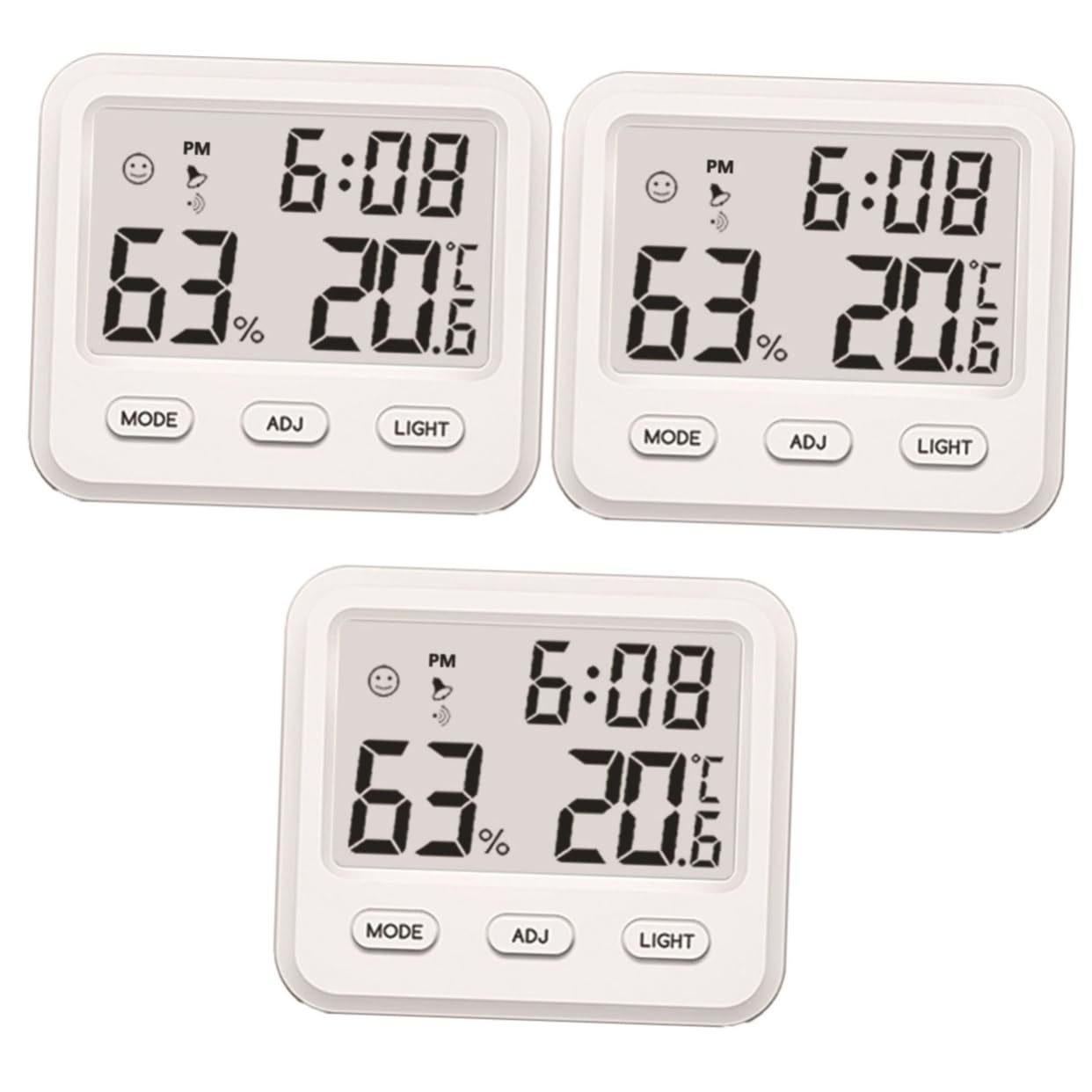 VANZACK 3 Pièces Intérieure Avec Horloge Hygromètre Bébé D'enfant En Plastique Facile À Enregistrer Max/min