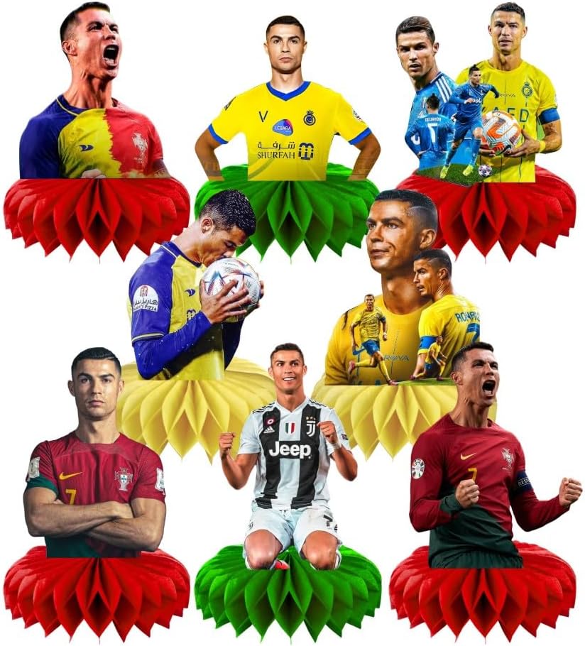 8Pcs Soccer Honeycomb Table Centerpiece Soccer Birthday Party Supplies Table Decorations for Kids Party Decorations