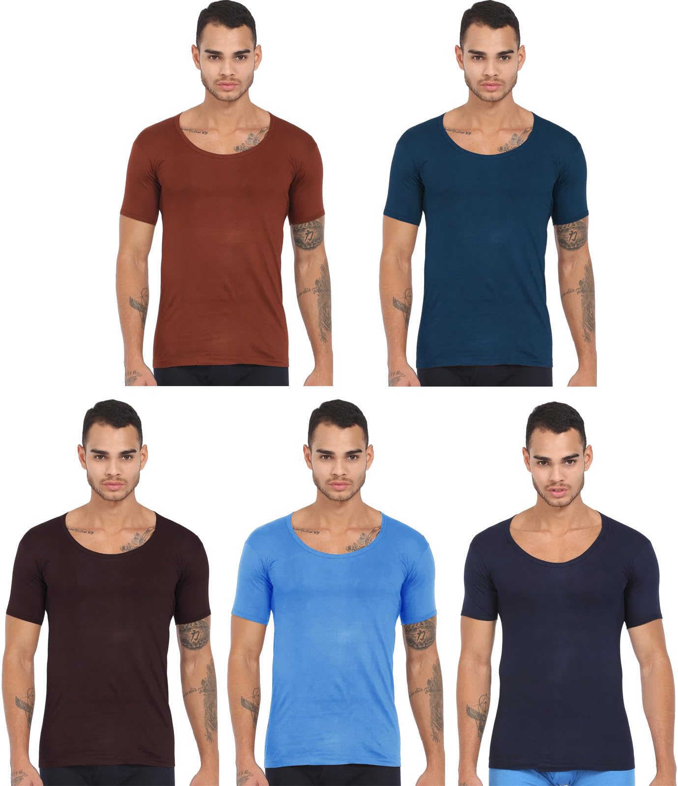 rupa frontline Men's Cotton Western Solid Vest (Pack of 5) (Frontline-Color-Asst-RNS-5-80_Multicolour-picture-15