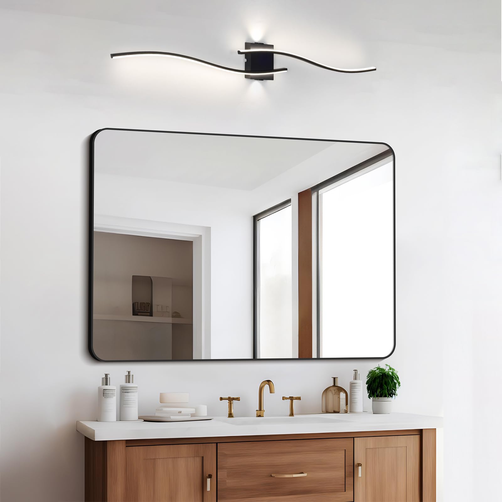 Largo 100Cm Aplique Pared Interior,Negro Líneas Led Lampara De Pared 3000-6000K Traer Dimmer,Moderna Luz De Lampara Pared De Aluminio Para SalóN Escalera Pasillo Corredor Stairwill Batomin
