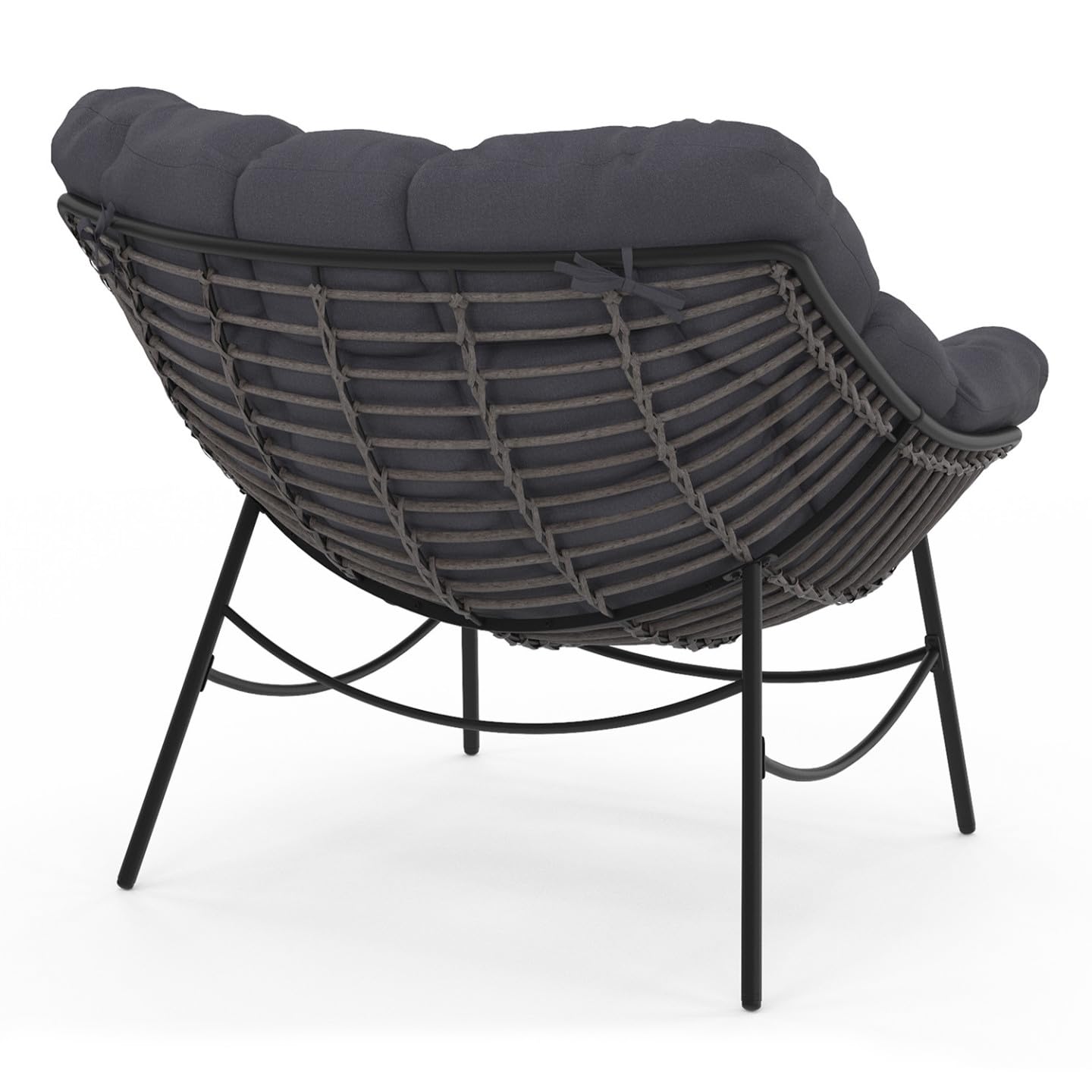 IDMarket – Sillón de jardín Relax LOA efecto ratán gris y cojín gris