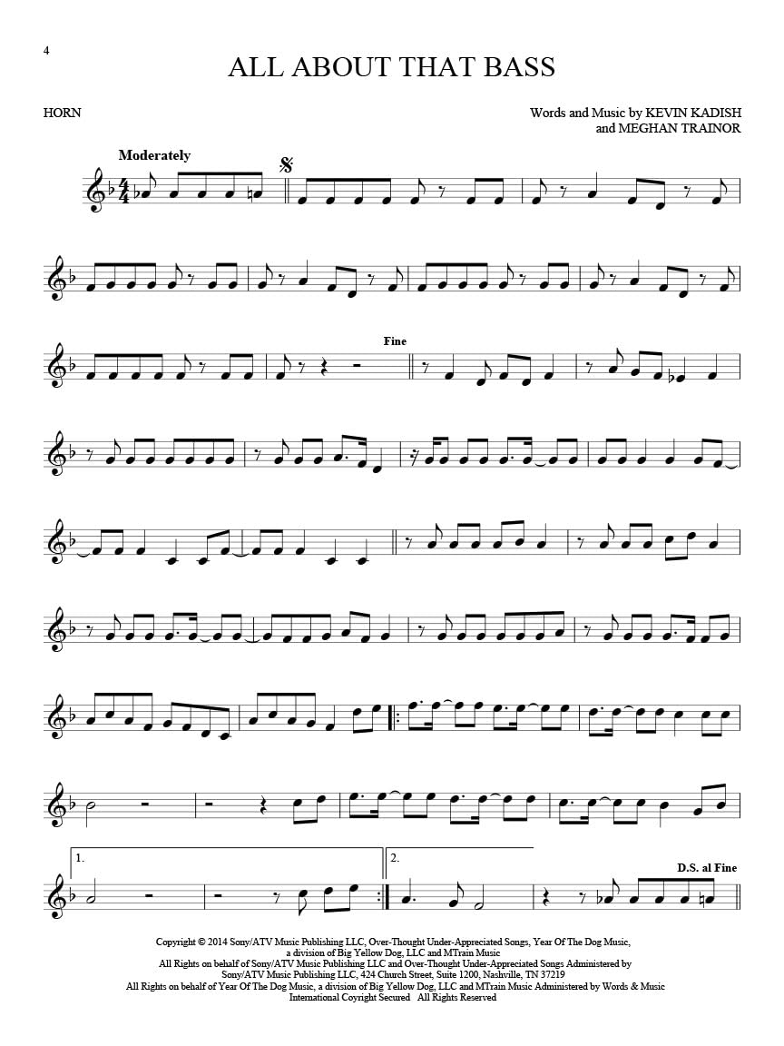 101 hit songs - for french horn - cor d'harmonie