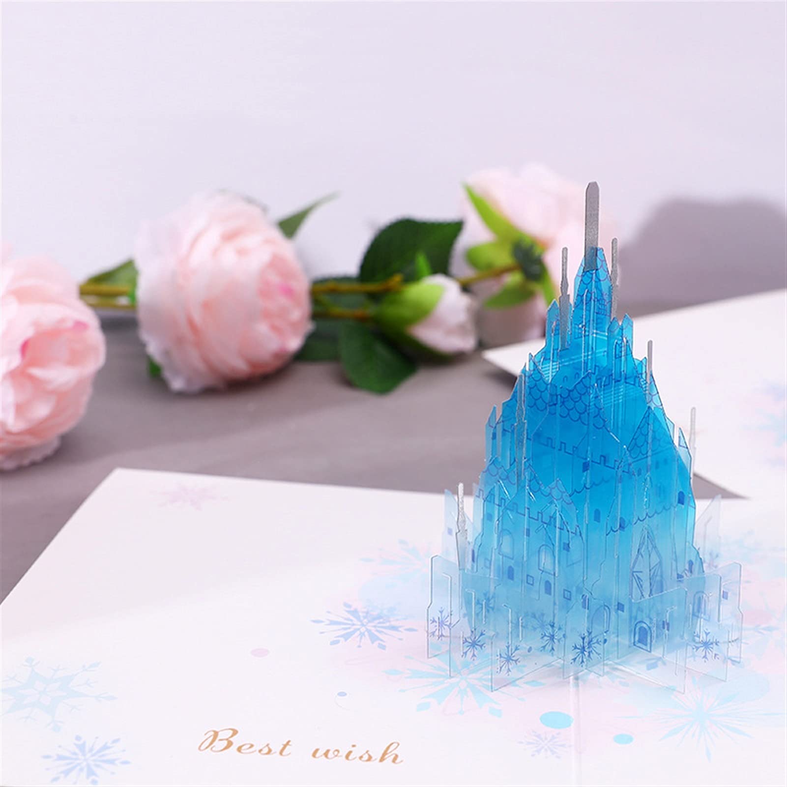Grußkarte Geburtstagskarten 3d handgefertigte hohle Schnitzerei PVC Traum Kristall Castle Pop Up Papier Grußkarten Best Wunsch Postkarte Kinder Geburtstagsfeiergeschenk Geburtstagskarte