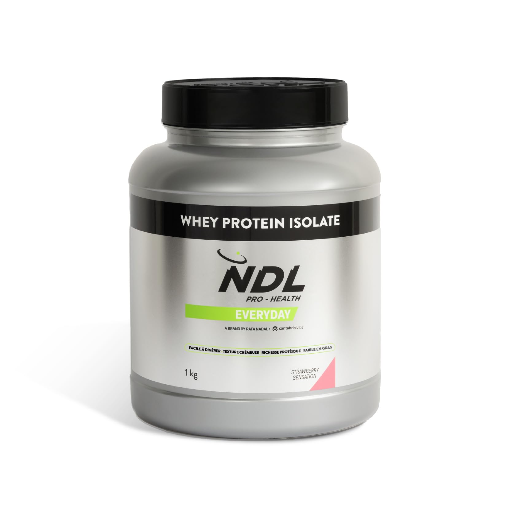 NDL Pro-Health Whey Protein Isolate Fraise | Probiotiques Pepzyme Pro® | 90% protéines, avec probiotiques Pepzyme Pro®, faible en sucres et graisses, haute digestibilité et solubilité, 1kg