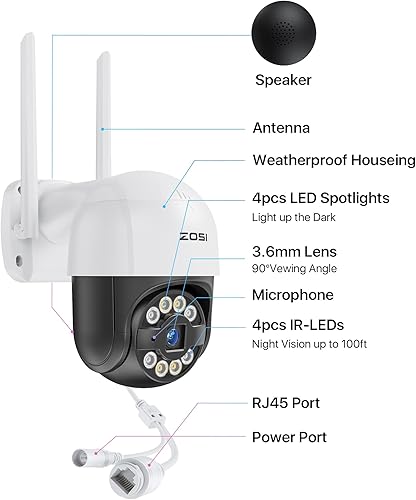 Miniatura 9 de ZOSI Sistema de cámara de seguridad inalámbrica 2K 8CH todo en uno con monitor LCD de 12.5 pulgadas, 4 cámaras de foco IP WiFi de 3MP, 1 cámara IP