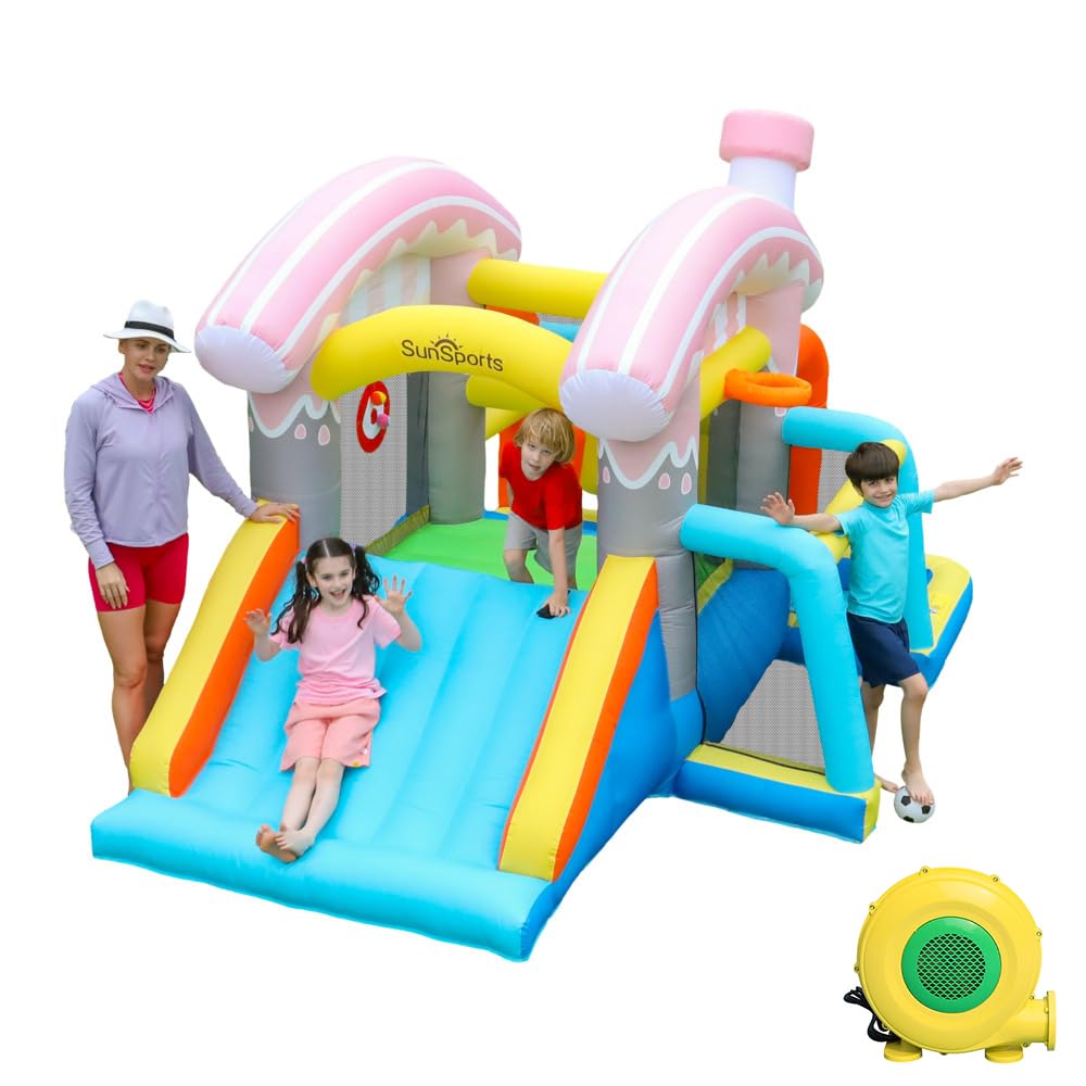 Kids Inflatable Bounce House,Indoor Bouncy Castle for Backyard,Small Bounce House with Slide,Outdoor Jumping House with Ball Pit