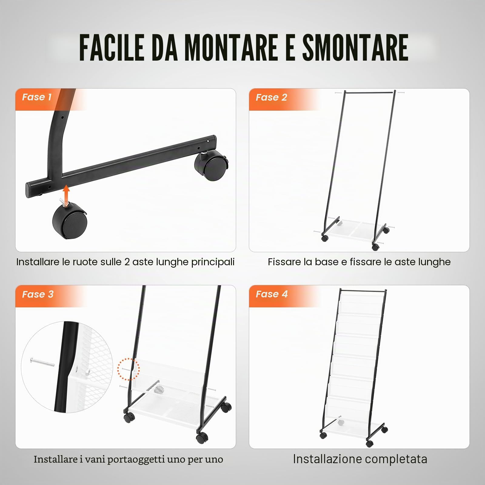 VEVOR Espositore per brochure, espositore per riviste, 6 livelli, portariviste da pavimento, supporti cataloghi di giornali, mobile con 4 ruote (2 bloccabili) per ufficio, mostre di negozi, 6 tasche