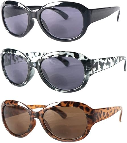 Miniatura 2 de Hyyiyun Gafas de sol bifocales de lectura para mujer, 3 pares de lentes de sol estilo Jackie ovalados para mujer, talla extragrande
