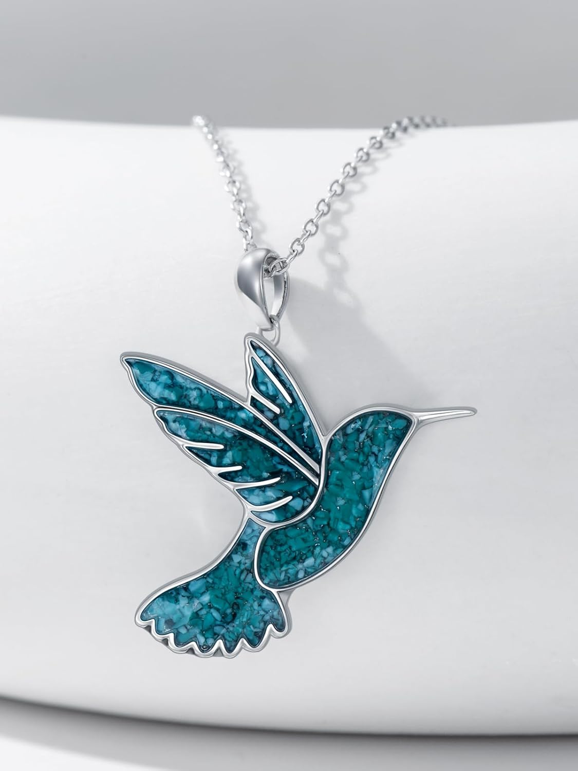 Midari Turquoise/Black Onyx Necklace 925 Sterling Silver Hummingbird/Dragonfly/Phoenix/Bolt/Tree of Life/Wolf/Deer Pendant Jewelry Gifts for Women Men Western Lover - Image 2