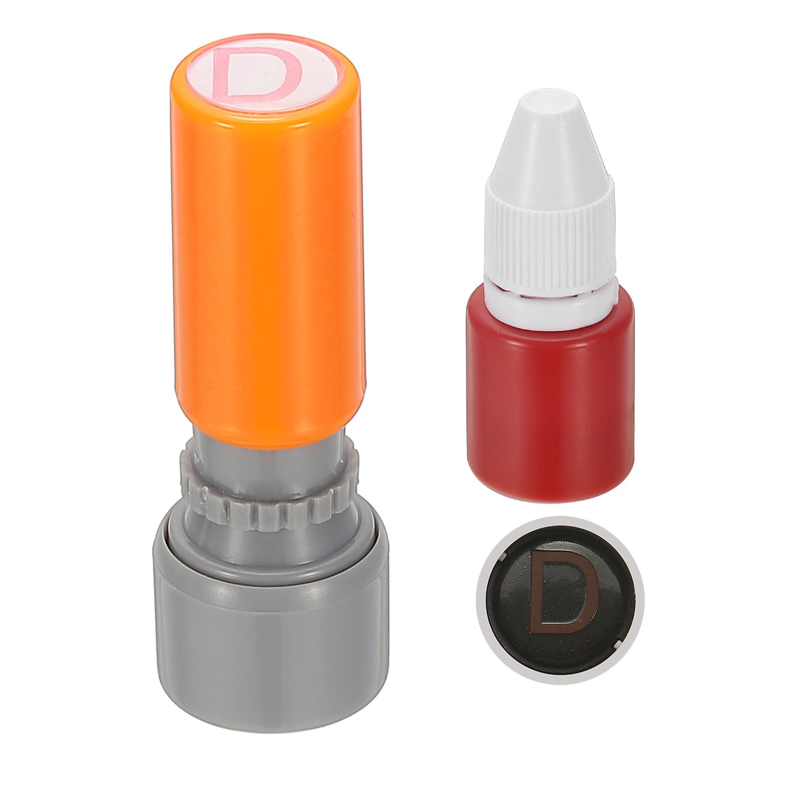 PATIKIL Letter Stamps Self Inking, Character Alphabet D Teacher Initial Ink Stamp Red Ink for Class Notebook Scrapbooking DIY Craft, Orange